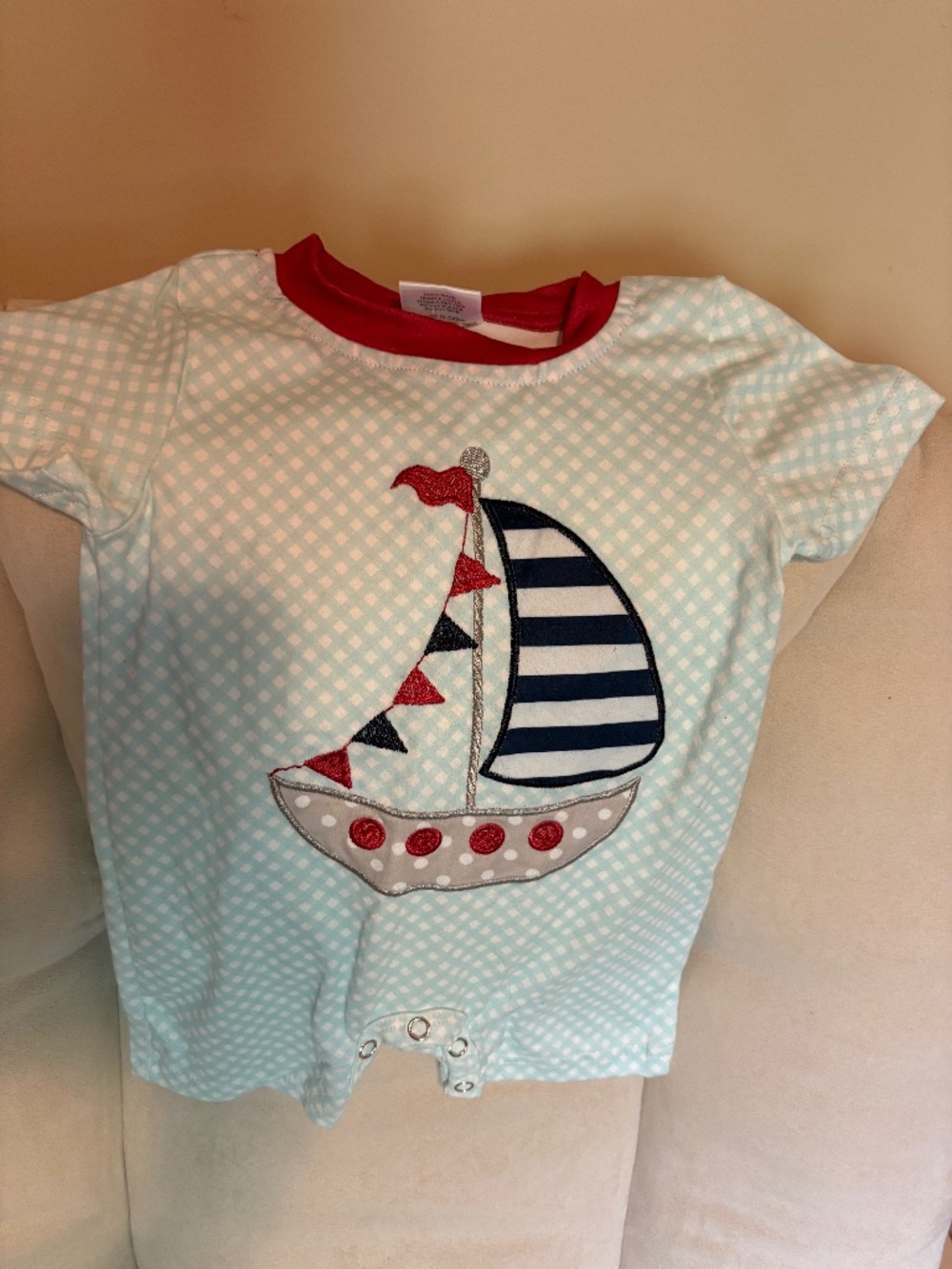 Boys sailboat romper
